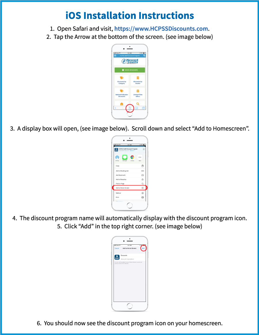 HCPSS Staff Discount Program IOS Instructions